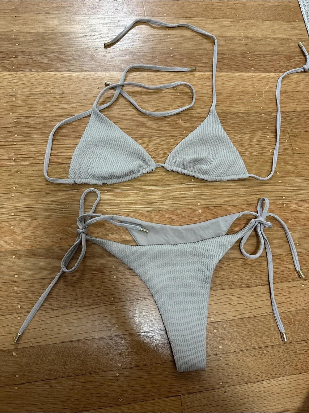 Monday swimwear - Palma Top and bottom - Oat Crinkle - Oat Crinkle / M × 1